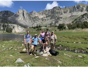 family hiking in Yellowstone
