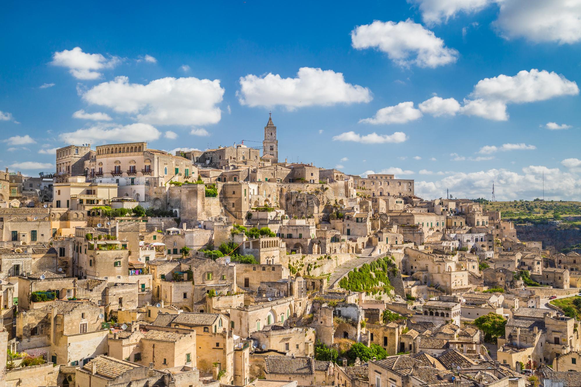 Ancient town of Matera (Sassi di Matera) at sunrise, Basilicata,