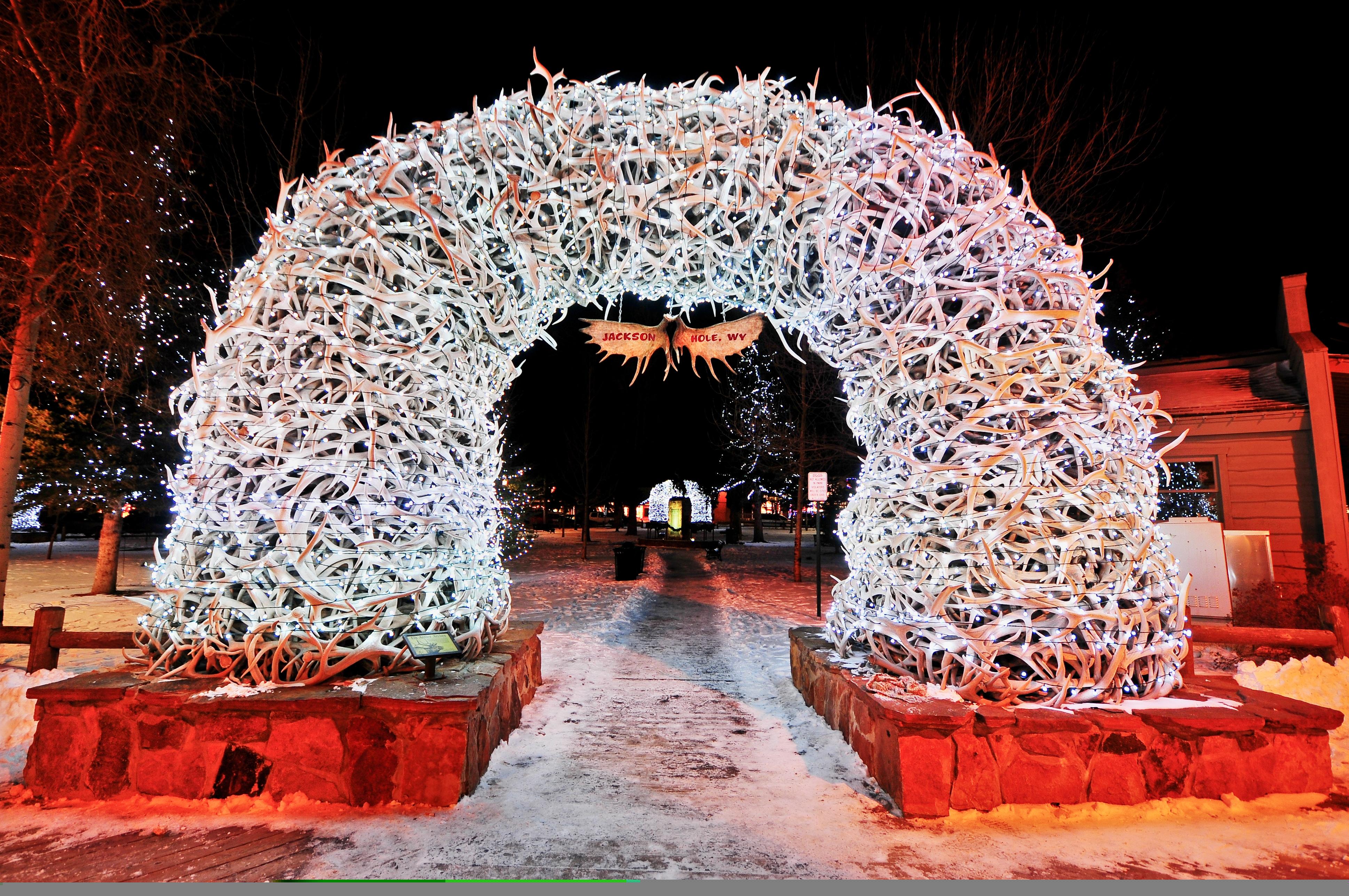 Feel Like You're in the Movies During a Vacation in These Holiday Towns - Antler Arches in Jackson Hole